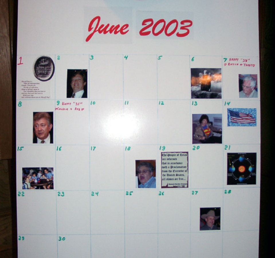 June Calendar, . . . the next moment it is June, . . .