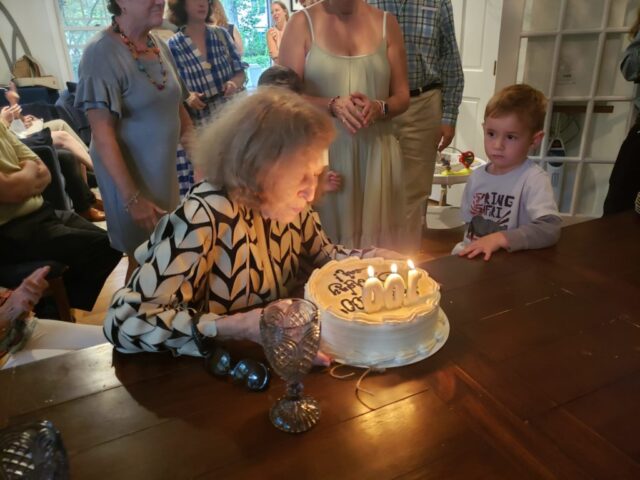 Leah blowing out birthday candles