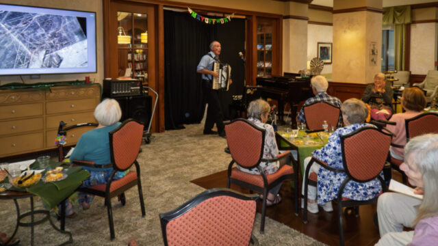 Oliver Steck kept everyone singing Accordion player and crowd